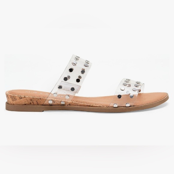 NEW [Sun + Stone] Easten Comfort Insole Clear Studded Flat Sandals Women’s Sz 10 - Picture 2 of 10